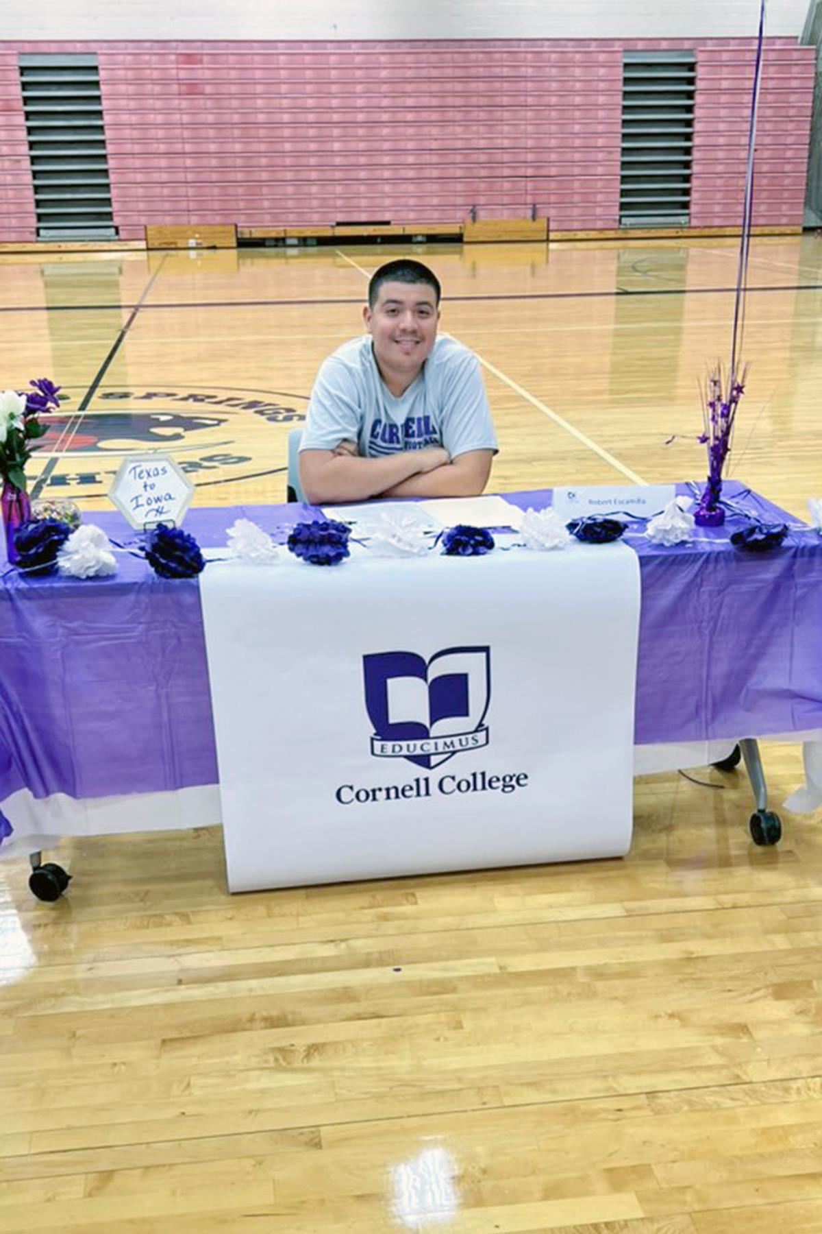 Cypress Springs High School senior Robert Escamilla signed a letter of intent to play football at Cornell College.